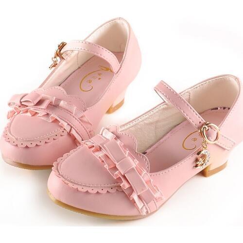 Children Girls High heel Shoes For Kids Princess Sandals Fashion Lace Butterfly knot Female Child High heels For Party Wedding