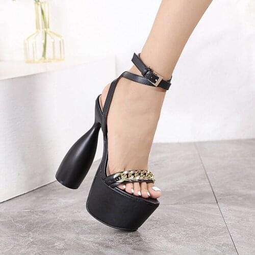 Sandals Green Women 2021 Sexy High Heel Sandals Designer Gold Chain Platform Heels Gladiator Sandals Black Block Heels