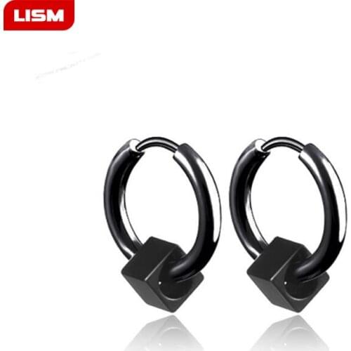 1 Piece Male Fashion Women Men Punk Gothic Stainless Steel Simple Round Stud Earrings Lover 2 Color Earring Jewelry