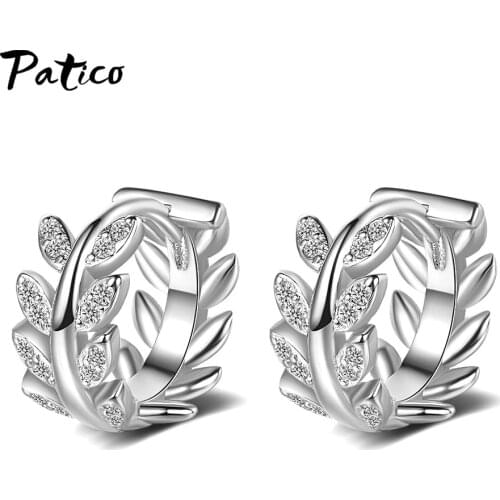 Luxury 925 Sterling Silver Crystal Statement Earrings For Women Girls Leaf Design Fashion Jewelry 2021 Trend Wholesale
