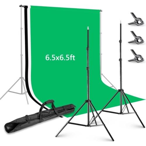 Neewer 6.5x6.5 feet/2x2 meters Background Stand Support System with 6 X 9 feet/1.8 X 2.8 meters Backdrop(White/Black/Green)