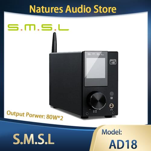 SMSL AD18 80W*2 Bluetooth 4.2 HIFI USB DSP Digital Decoding 2.1 SW Output 110v-240v Power Amplifier