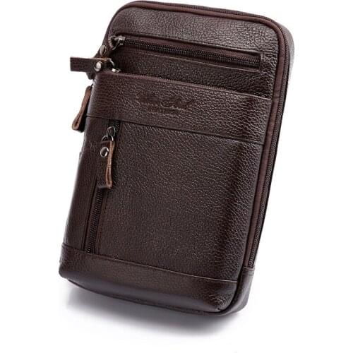 Male Shoulder Crossbody Bags Travel Fanny Pack Genuine Leather Waist Belt Bags Men Messenger Bag Casual Clutch Bag Phone Pouch