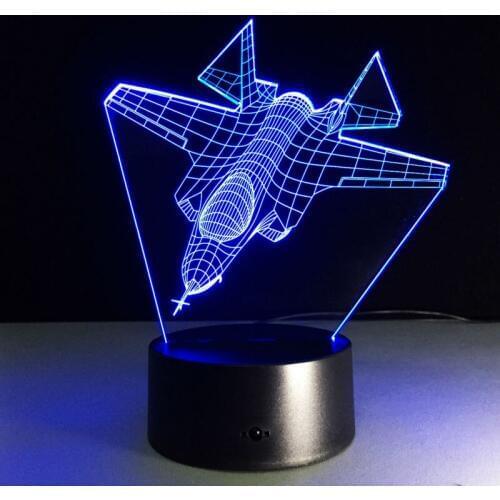 3D Aircraft Modeling LED Night Light with 7 color USB Table Desk Lamp for Kids Boys Birthday Xmas Gift Home Room Decoration