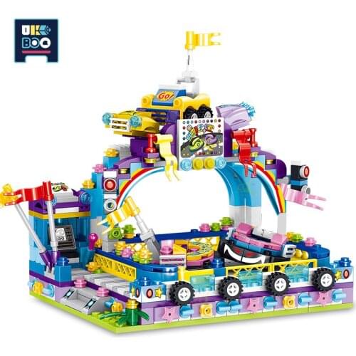 UKBOO Outdoor Playground dodgem cars Mini City Game Model Building Blocks Micro Street View Architecture Bricks Toys For Child