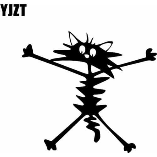 YJZT 15X13.6CM Funny Car Stickers Vinyl Decal Pet Cat Joke Animal Cartoon Kitten Black/Silver C24-1848
