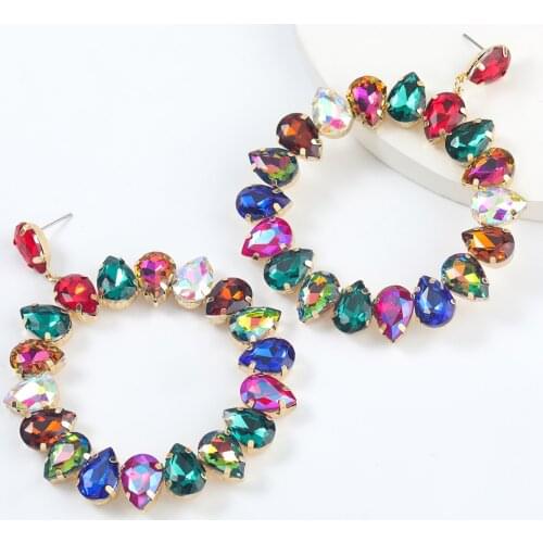 JIJIAWENAHU New Trend Rhinestone womens Drop Earrings Fashion Quality Perfect Jewelry Statement Accessories