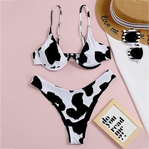 Cow Print Women Bikini 2021 Womens Bathing Suits Sexy Bikini String Harajuku Swimsuit Women 2 Pieces Kawaii Female Swimwear