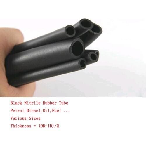 1M Black Nitrile Rubber Fuel Tube Petrol Diesel Oil NBR Line Hose Pipe 3mm~19mm Soft Tubing Oil,Wear,Acid and Alkali Resistant