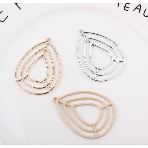 10pcs/lot Gold Silver Hollow Water droplets Charms Alloy Pendant Necklace Earrings Fashion Jewelry Bracelet Charm for Ladies