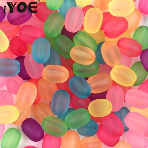 100pcs/Lot Candy Color Acrylic Beads Matte Oval Round Loose Spacer Jewelry Beads for Making Bracelet Diy Accessories
