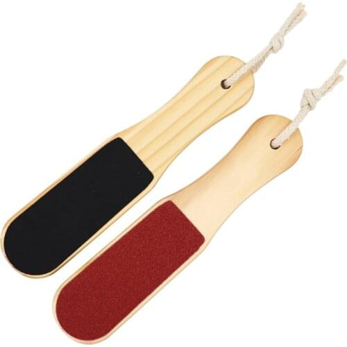 2pcs Double Sides Foot Dead Skin Remover Wooden Handle Hard Callus Pusher Remover Scraper Pedicure Rasp Feet Skin Care Tools