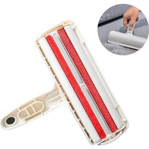 2-Way Lint Sticking Roller Pet Hair Remover Roller Removing Dog Cat Hair from Furniture Carpets Clothing One Hand Operated