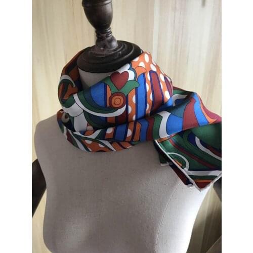 2020 New Arrival Autumn Fashion Elegant Classic rainbow 100% silk scarf 90*90 cm square shawl twill wrap for women lady girl