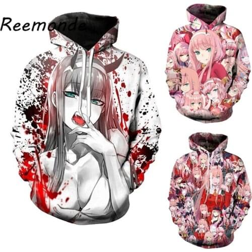 2020 Anime Darling in Franxx Cosplay Hoodies Sweatshirts 3D Zero Two Cosplay Costume Hoodies Pullover Coat For Women and Mens
