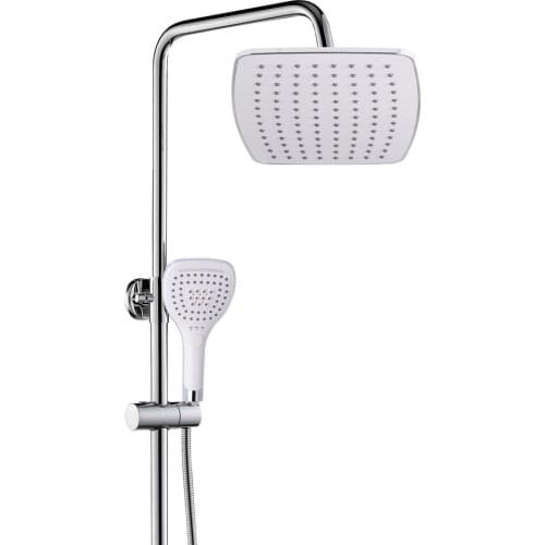 ABS Plastic Square White High Pressure Big Rainfall Handhead Bathroom Top Shower Head Set With 3 Functions Handheld Shower Head