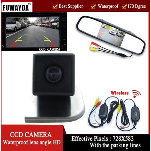 FUWAYDA Wireless Color CCD Car RearView Camera Backup waterproof for 2012 Ford Focus,with 4.3 Inch Rear view Mirror Monitor HD