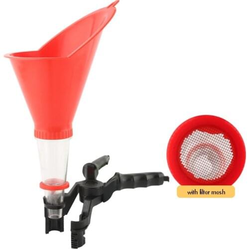 Safety Funnel with Strainer – Funnel for Oil, Fuel, Gas, Automotive Oil and Household Uses, Wide Neck Plastic Funnel