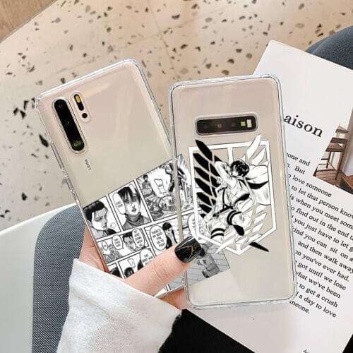 Attack on Titan Character manga Phone Case Transparent for Samsung A71 S9 10 20 HUAWEI p30 40 honor 10i 8x xiaomi note 8 10t 11
