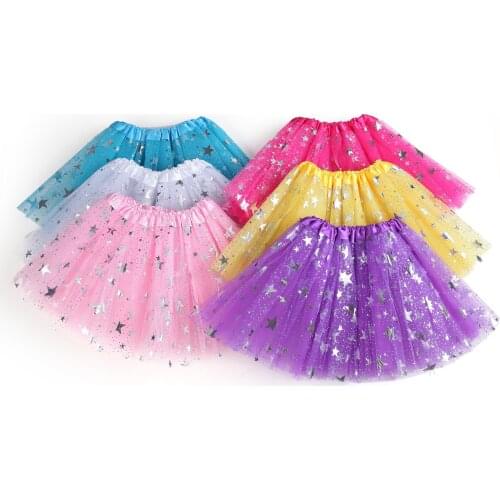 Kids girl mini skirt 30 cm bronzing stars 2-12 years old pettiskirt big five-pointed star skirt tutu mesh skirt тюль для кухни