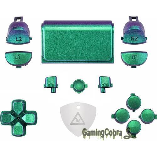 EXtremeRate Chameleon Green Purple Trigger Dpad Home Share Options Full Set Buttons for PS4 Slim Pro Controller CUH-ZCT2