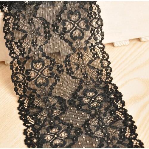 2 Meters French Vintage Stretch Lace Trim Black Elastic Lace Fabric DIY Lingeries Bra Panties Sewing Accessories 10.5cm