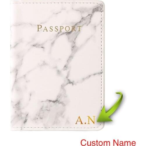 Customize Name Passport Cover Personalized Marble Mr/Mrs Passport Holder Case Travel Document Organizer ID Credit Card Wallets
