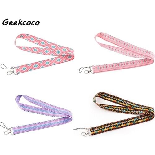 J2565 Cartoon Fashion Bohemia Keychain Phone Lanyard Fashion Strap Neck Lanyards ID Card Holder Keys Webbing