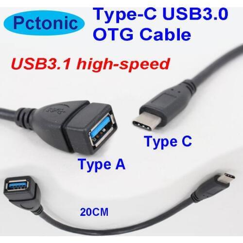 PCTONIC type-C USB3.0 OTG Cable USB3.1 to USB3.0 type-A Female converter short 20cm for flash disk HDD hard disk key board