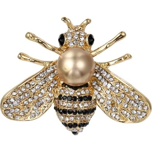 Fashion Gold Rhinestone Bee Pins And Brooches For Women Jewelry Gift Cute Insect Lapel Brooch pin Trendy Ladies Brooch pin New