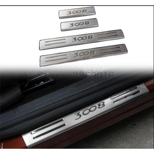 Stainless Door Sill Scuff Plate Guards Protector Stickers Trim Cover Fit For PEUGEOT 3008 GT 2016 2017 2018