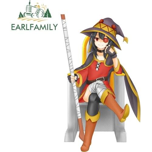 EARLFAMILY 13cm x 7.6cm For Megumin Car Stickers Waterproof Fine Decal Car Accessories Sunscreen Creative Occlusion Scratch