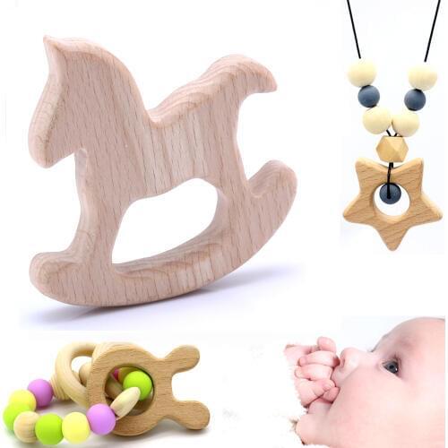 OlingArt 66*71MM 2pcs/lot beech wooden Rocking horse natural childrens toys DIY Organic Eco-friendly jewelry Making Pendant