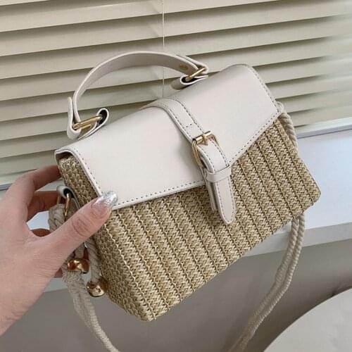 Weave Hard Box Tote Bag 2021 Summer New High-quality Straw Womens Designer Bag Travel Beach Bag Shoulder Messenger Bag Purses