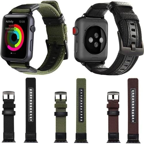Nylon Leather Band For Apple Watch Bands 44mm 40mm 38mm 42mm Series 5 4 1 3 2 Strap Wrist Bracelet Sport Strap Wrist Accessories
