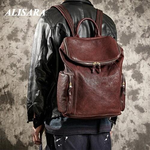 Dark brown Leather Backpack For Women,Japan Korea popular style,Leather Anniversary Gifts Women,vintage Retro soft travel bag