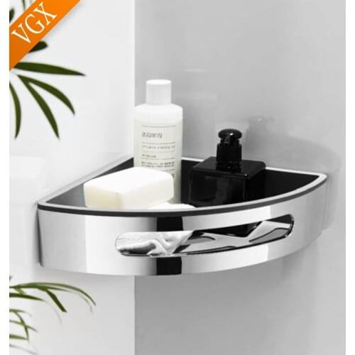 VGX Triangle Shower Storage Basket Shelf Bathroom Organizer Kitchen Accessories Hardware ABS Chrome Shelves Wall Mount S73431