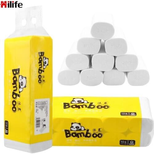 Toilet Paper 4 Layers 10 Rolls/Lot Home Bath Kitchen Tissue Roll Skin-friendly Coreless Roll Paper Comfortable Native Wood Pulp
