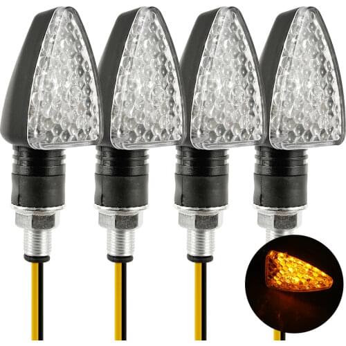 4pcs/set Universal Motorcycle LED Turn Signals Long Short Turn Signal Indicator Lights Blinkers Flashers Amber Color Accessories