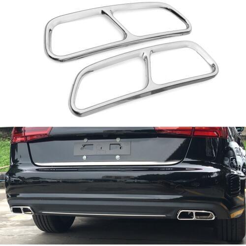 Yubao 2PCS/Set Stainless steel For Audi A6 A7 C7 2016-2018 Car Rear Exhaust Tail Pipe Cover Trim Muffler High Quality
