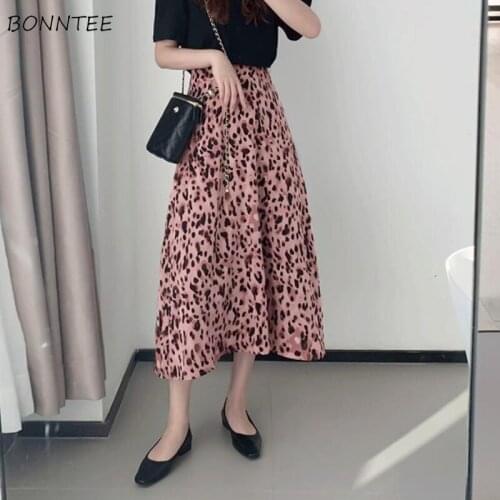 Skirts Women Leopard High Waist Chic Casual All-match Korean Stylish Ladies Summer Clothing Girls Streetwear Ulzzang Cozy Mujer