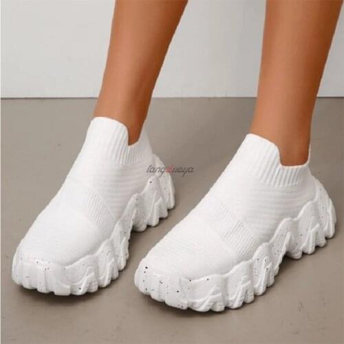 Women Chunky Sneakers Platform Shoes Big Size Zebra Print White Sport Shoes Women Trend Lightweight Breathable Running Shoes