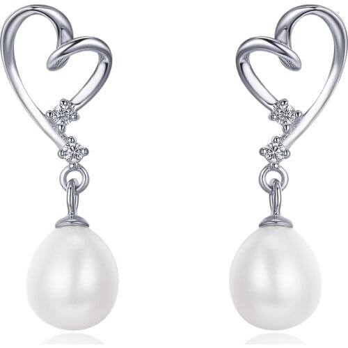 TE2 White Pearl 925 Sterling Silver Cubic Zircon Earrings For Women Girl Gift Jewelry