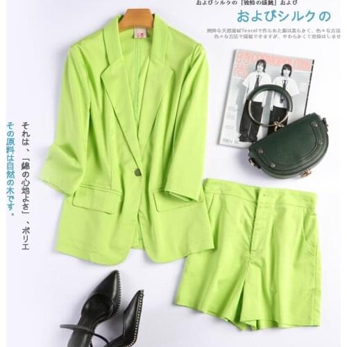 Outfits for women spring and summer new style casual suit ladies jacket three-quarter sleeve short suit pants two-piece suit