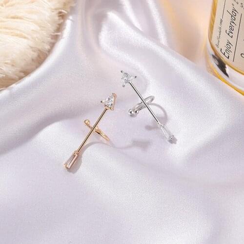 1pc Crystal Arrow Ear Cuff Earring Simple Non Pierced Ear Bone Clip Earring for Women Earcuff Climbers Wrap Earrings Jewelry