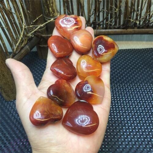10pcs drop shipping Natural red agate Crystal gemstone heart reiki healing chakra heart shaped carnelian crystal jewelry making