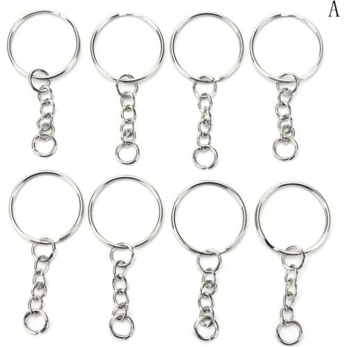100 Pcs/Set Silvery Key Chains Stainless Alloy Circle DIY 25mm Keyrings 3 Styles Jewelry Keychain Key Ring