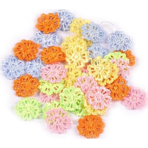 17mm Mixed Colour Lace Flower Appliques Patch For DIY Clothing Leggings Headwear Decor Stick-on Sewing Supplies 50Pcs/lot C2484