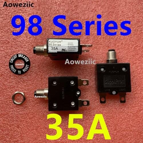 2Pcs KUOYUH 98 Series 35A Thermal overcurrent overload protector Manual reset Switch fuse Leakage switch Circuit breaker