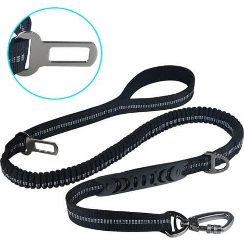 30 PCS Strong Bungee Dog Leash with Car Seat Belt Buckle For Medium Large Dogs Shock Absorbing Reflective Lead Rope Wholesale K1